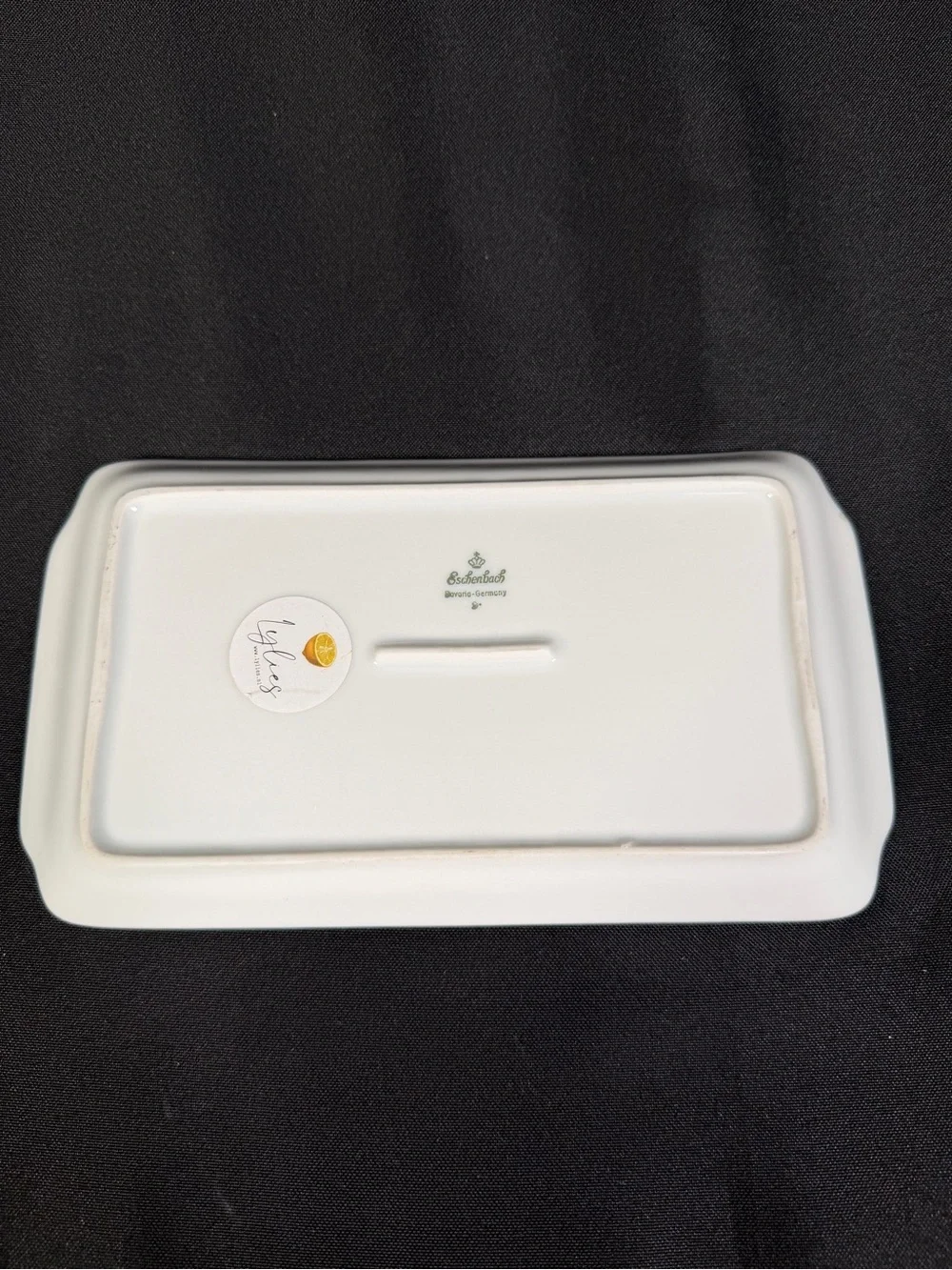 White Porcelain Serving Tray with Blue Fish Accent